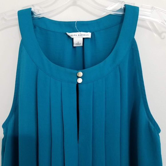 Banana Republic Teal Blouse with Front Pleating - Picture 3 of 4